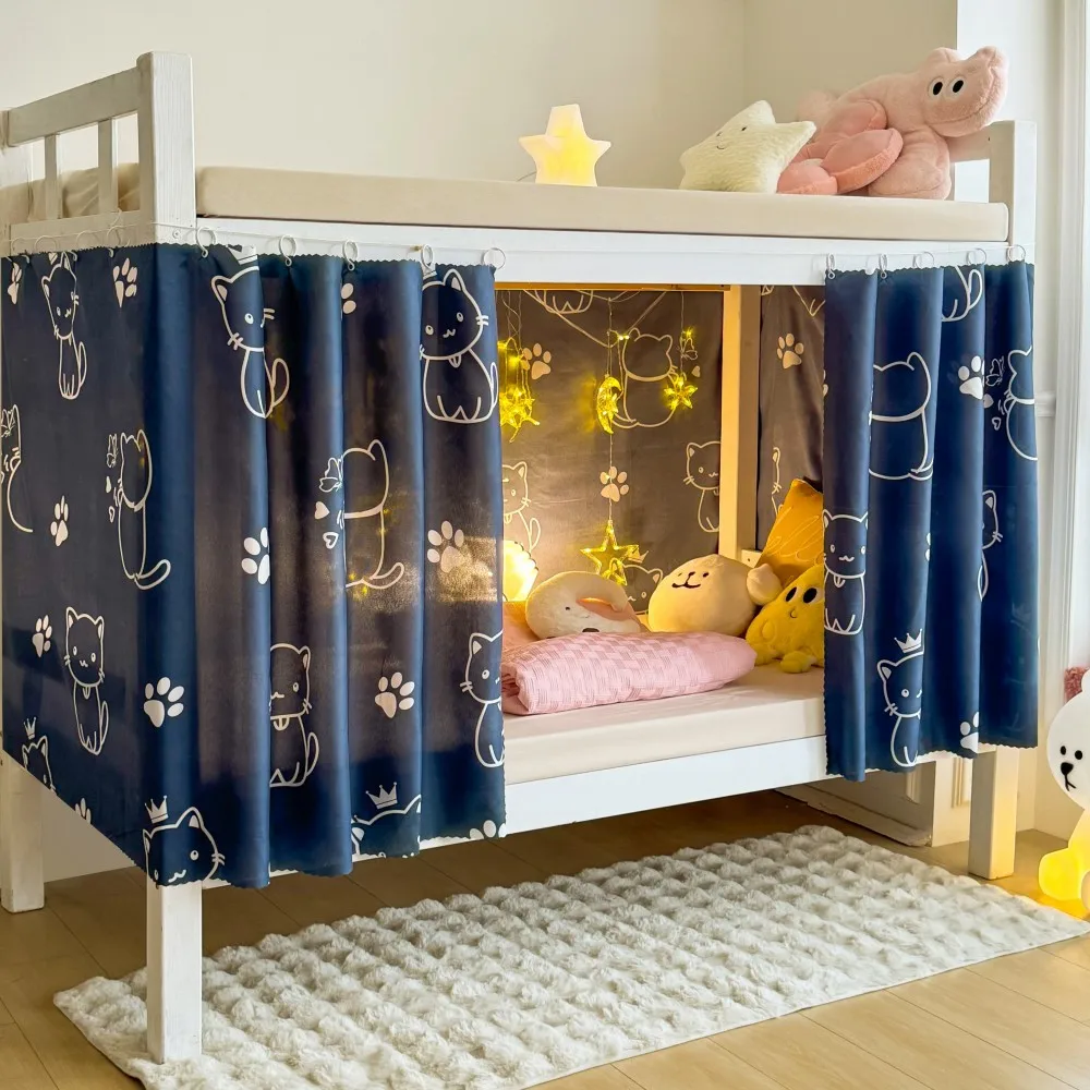 VIKAMA Blackout Bunk Bed Curtain Privacy Enclosure for Dorm Loft Bed Twin XL Dustproof