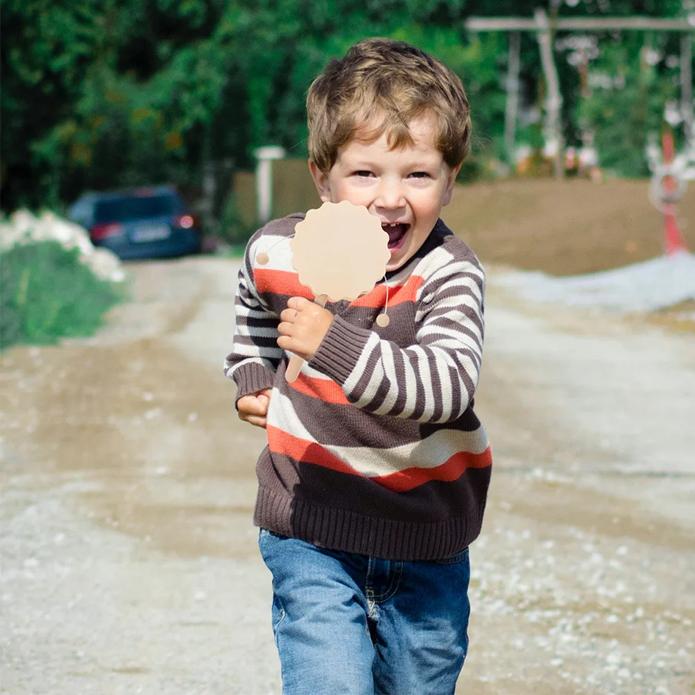 Tambor de chocalho diy, 6 peças, madeira inacabada, pintado à mão para crianças, decoração de festa de aniversário, jogo educacional, tambor de chocalho musical orff
