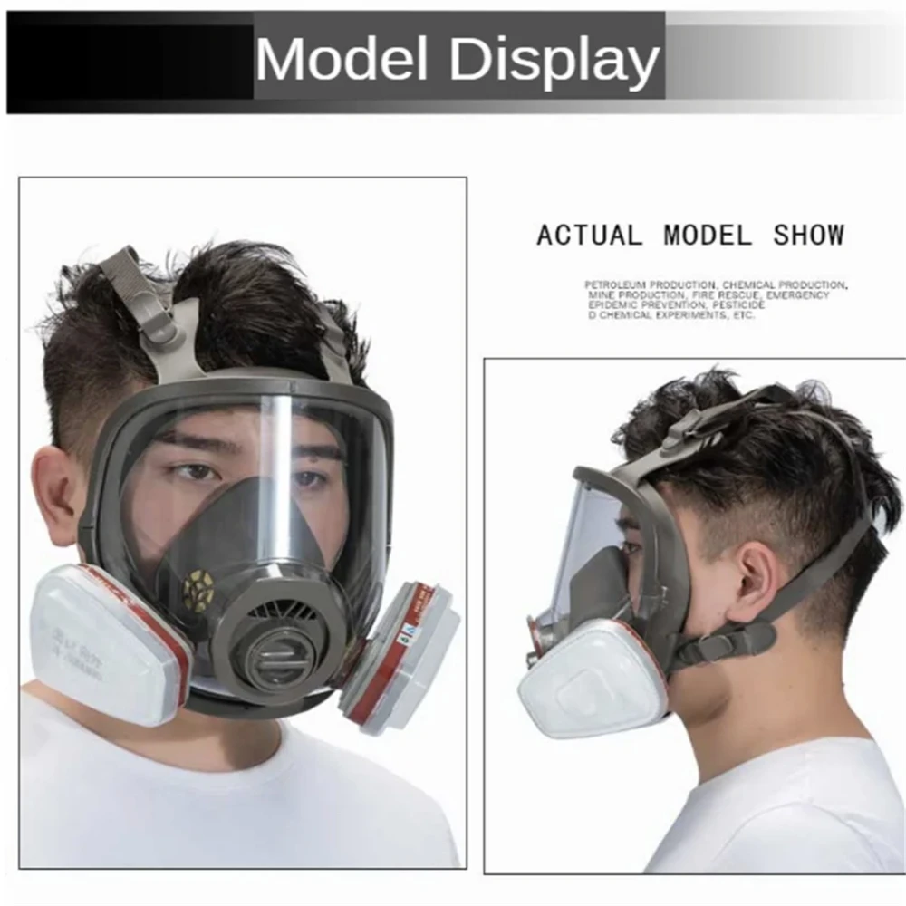 Full Face Respirator Gas Mask Organic Vapor Cartridge Reusable Respirator Mask for Spraying, Cutting, Sanding, Welding, Woodwork