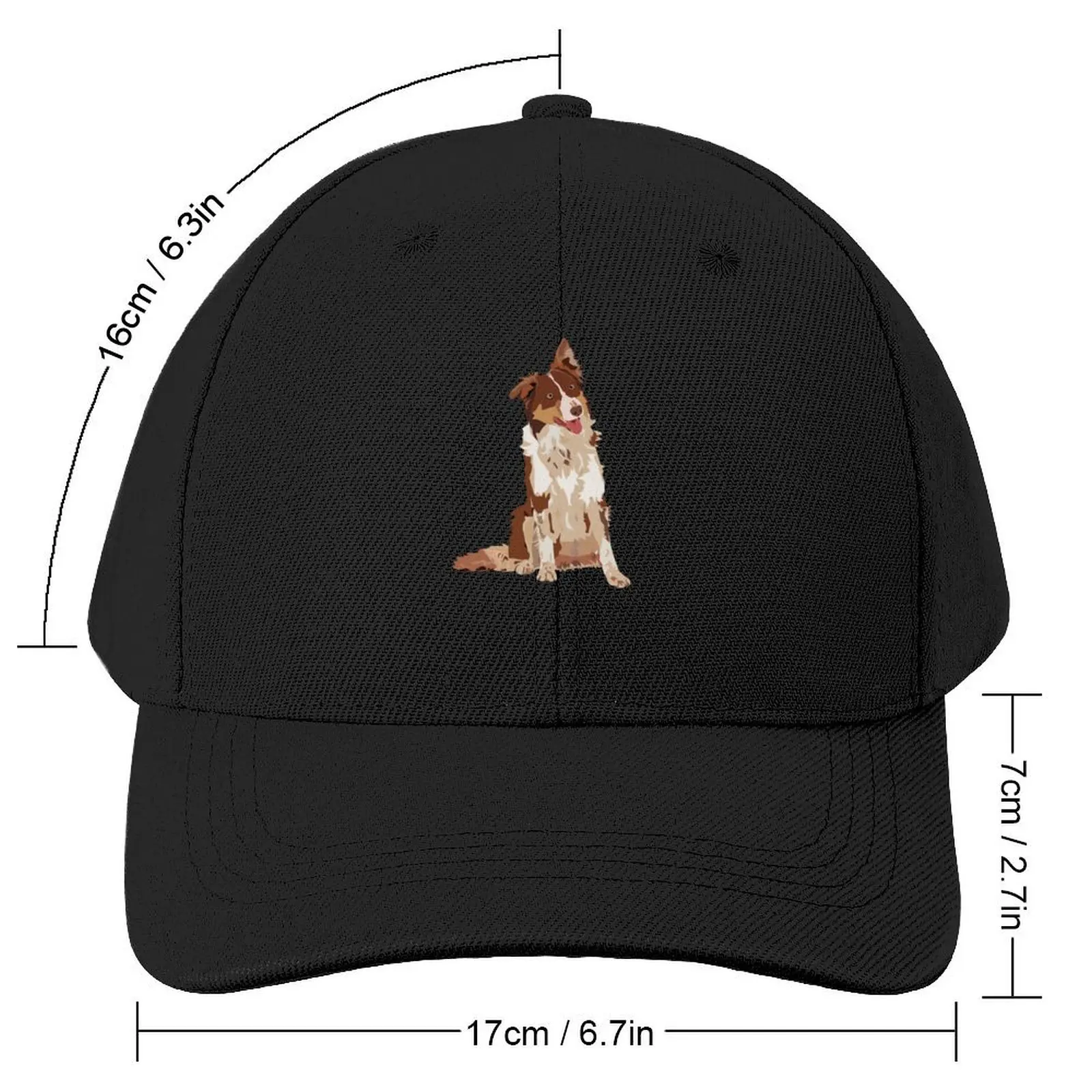 Brown Border Collie Happy Dog Baseball Cap Big Size Hat Thermal Visor Golf Women Men's