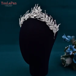 YouLaPan Handmade Bride Tiara fascia accessori per capelli da sposa foglia di lega copricapo da donna corona da sposa regalo da damigella d'onore HP559