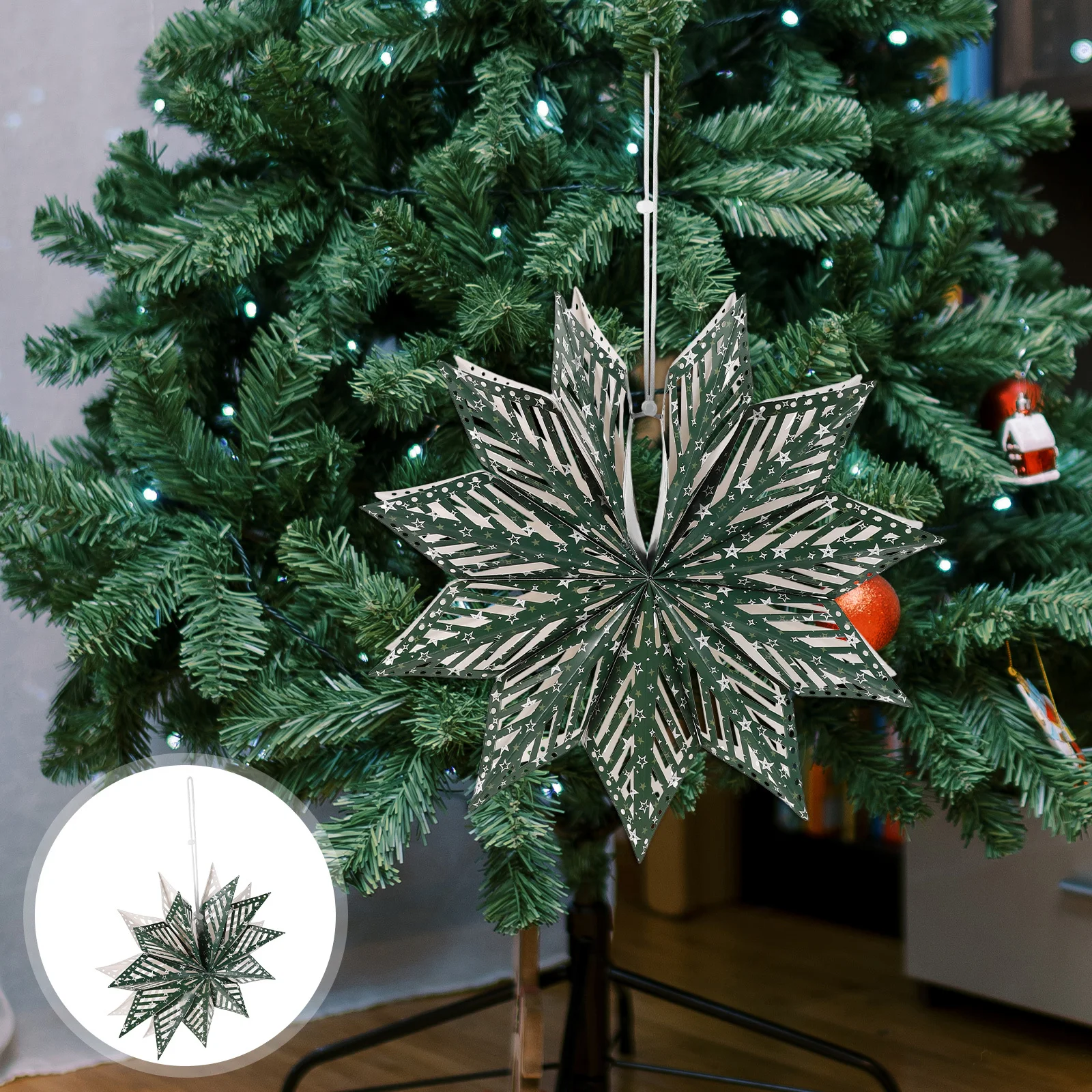 

Christmas Hanging Ornament Foldable Paper Star Hanging Decoration for Birthday Wedding Baby Shower Party Classroom Home Decor