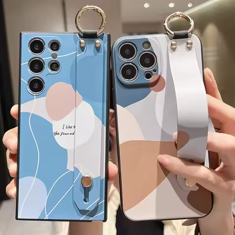 SoCouple Case For Samsung A51 52 54 53 71 72 73 12 13 32 34 Note 20 S22 S21 S23 S20 FE Plus Ultra Wrist Strap Phone Holder Cover