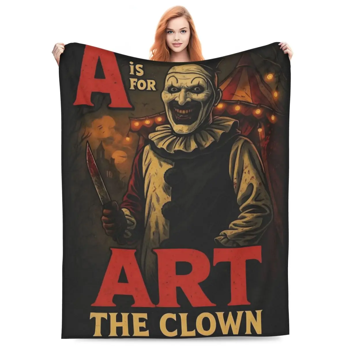 Custom T-Terrifiers Horror Movie Blanket Warm Fleece Soft Flannel Throw Blankets for Bed Sofa Office Spring