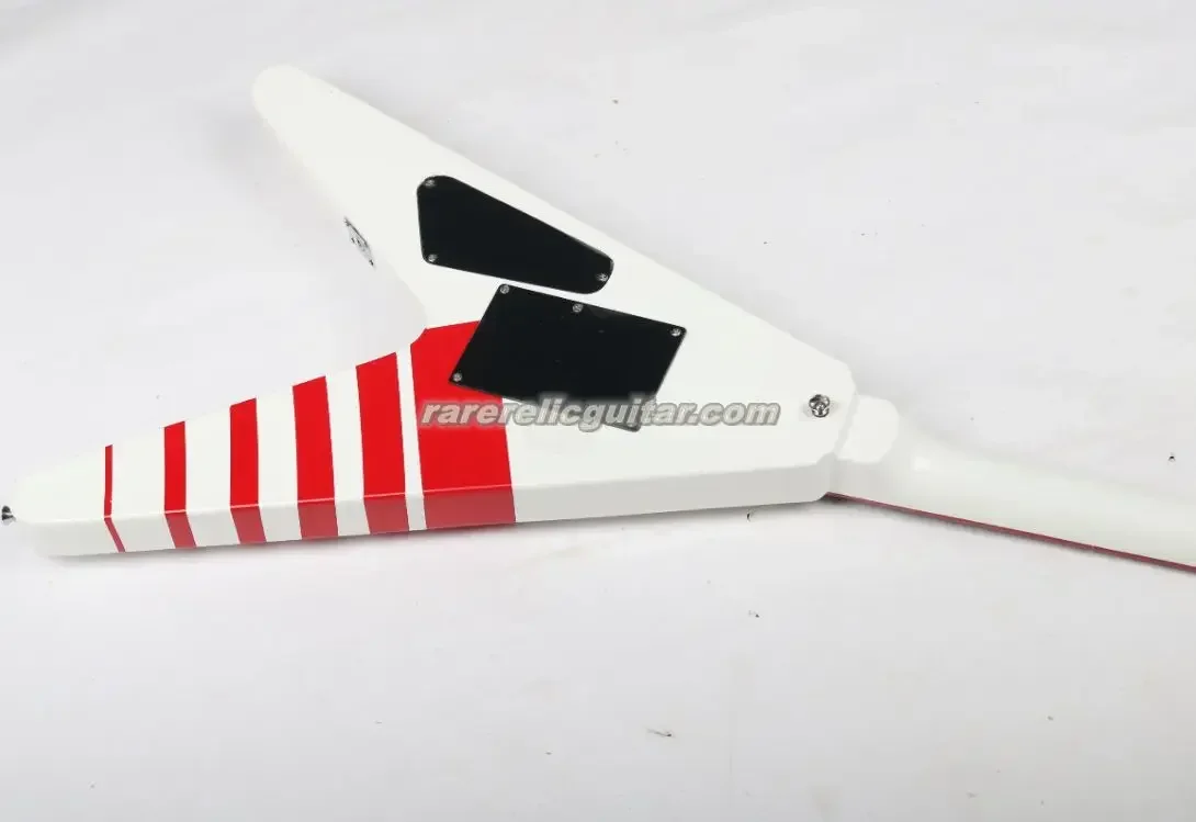 In Stock Buckethead KFC V White Electirc Guitar Red Kill Switch Button Red Stripes Floyd Rose Tremolo Bridge