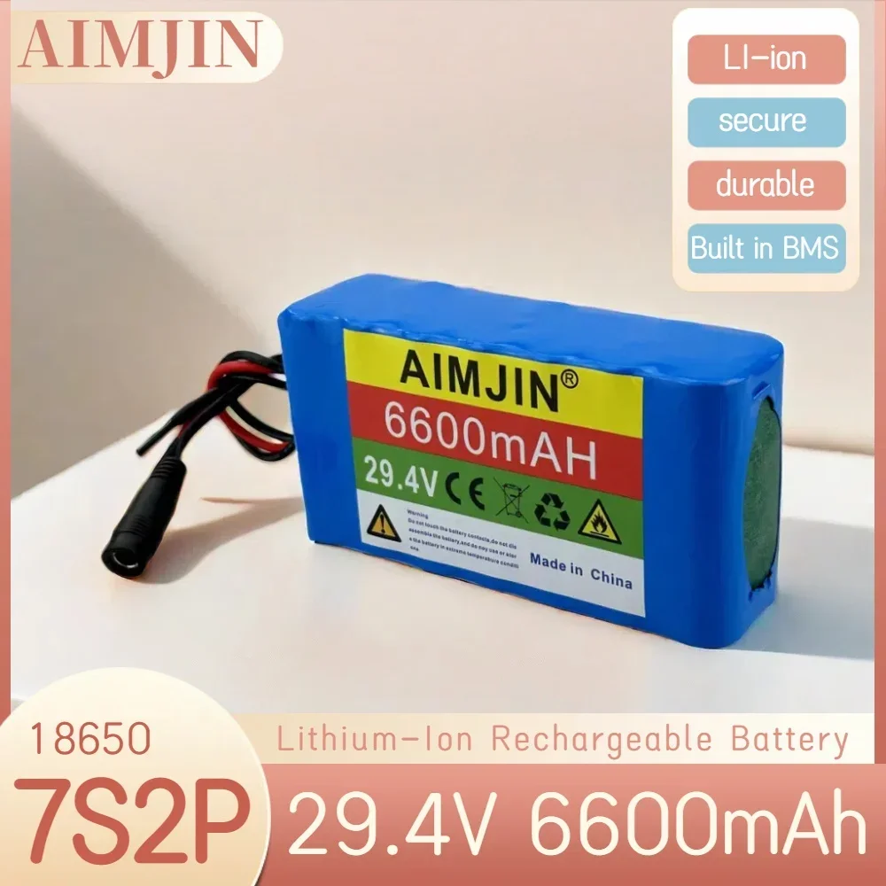 

18650 7S2P 29.4V 6600mAh Lithium-ion Rechargeable Battery Pack Built in BMS Suitable for Electric Bicycle