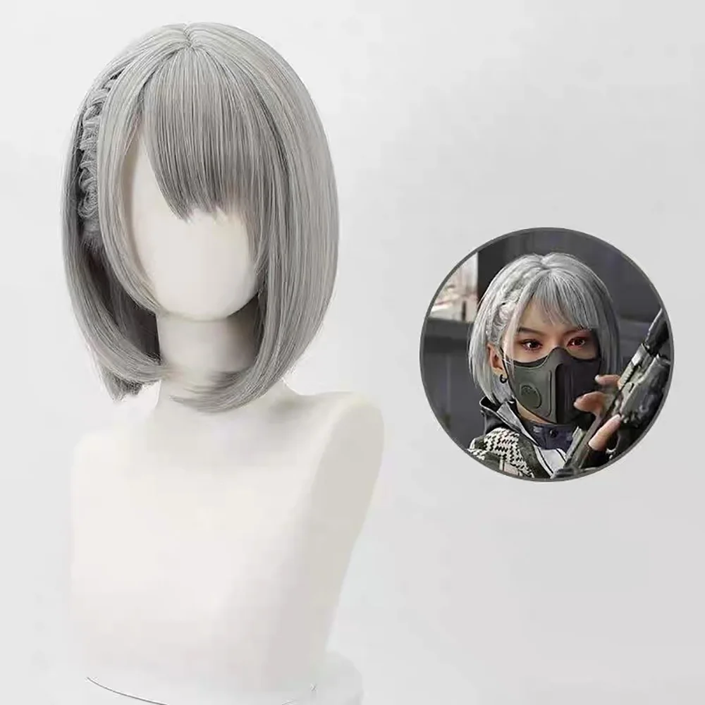HAIRJOY Synthetic Hair Wig Delta Force Hackclaw Cospaly Wig Game Role-playing Cosplay Wig Grey Braided Hair Wig view 2