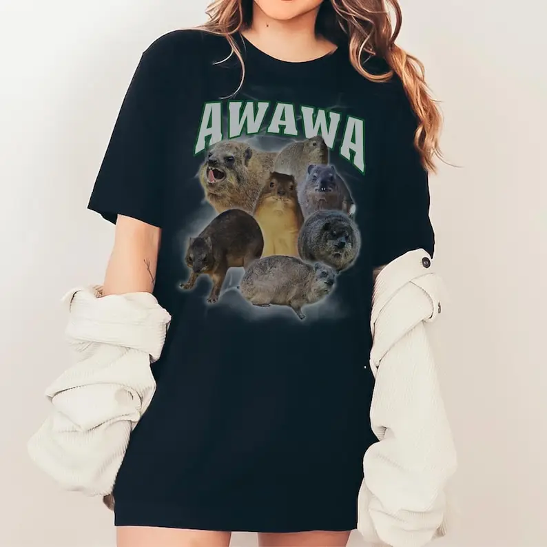 Hyrax TShirt Bootleg AWAWA Hip Hop Shirt Hyrax Unisex Animal Lover Wife Friend Animal Meme Shirt Nature Gift