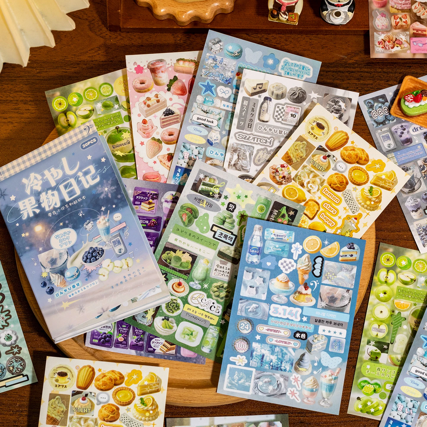 MINKYS 20 Sheets Snacks Fruit Juice Sticker Book Journal Supplies DIY Phone Case & Kuka Decoration Stickers