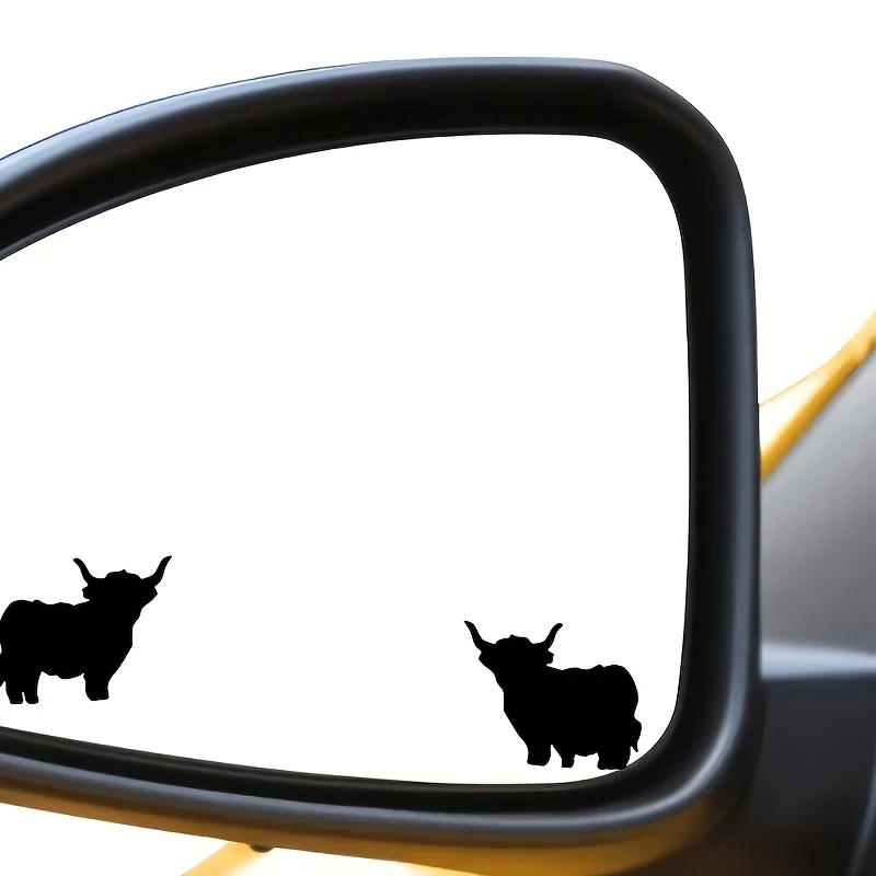 Highland Cow Sticker Mini Car Mirror Vinyl Decal Cute Cowboy Silhouette Waterproof Auto Home Outdoor Decoration