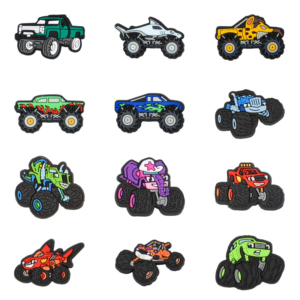 1pcs Cartoon Funny Cars Shoe Charms Colorful Accessries For Men Women Clog Shoe Decoration Party Favor
