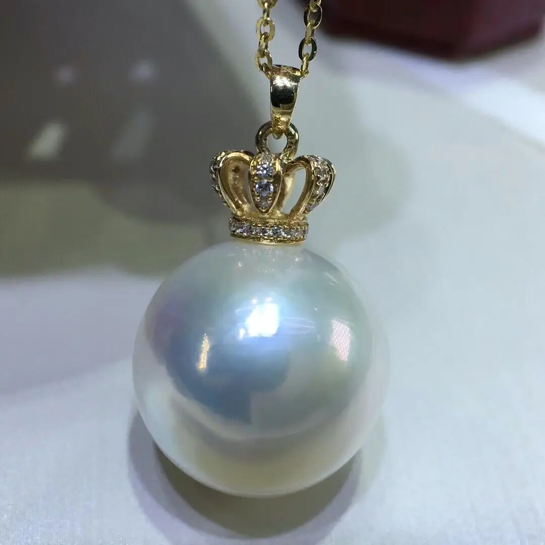 Gorgeous AAAA 10-11mm South China Sea White Round Pearl Pendant Necklace 925 s