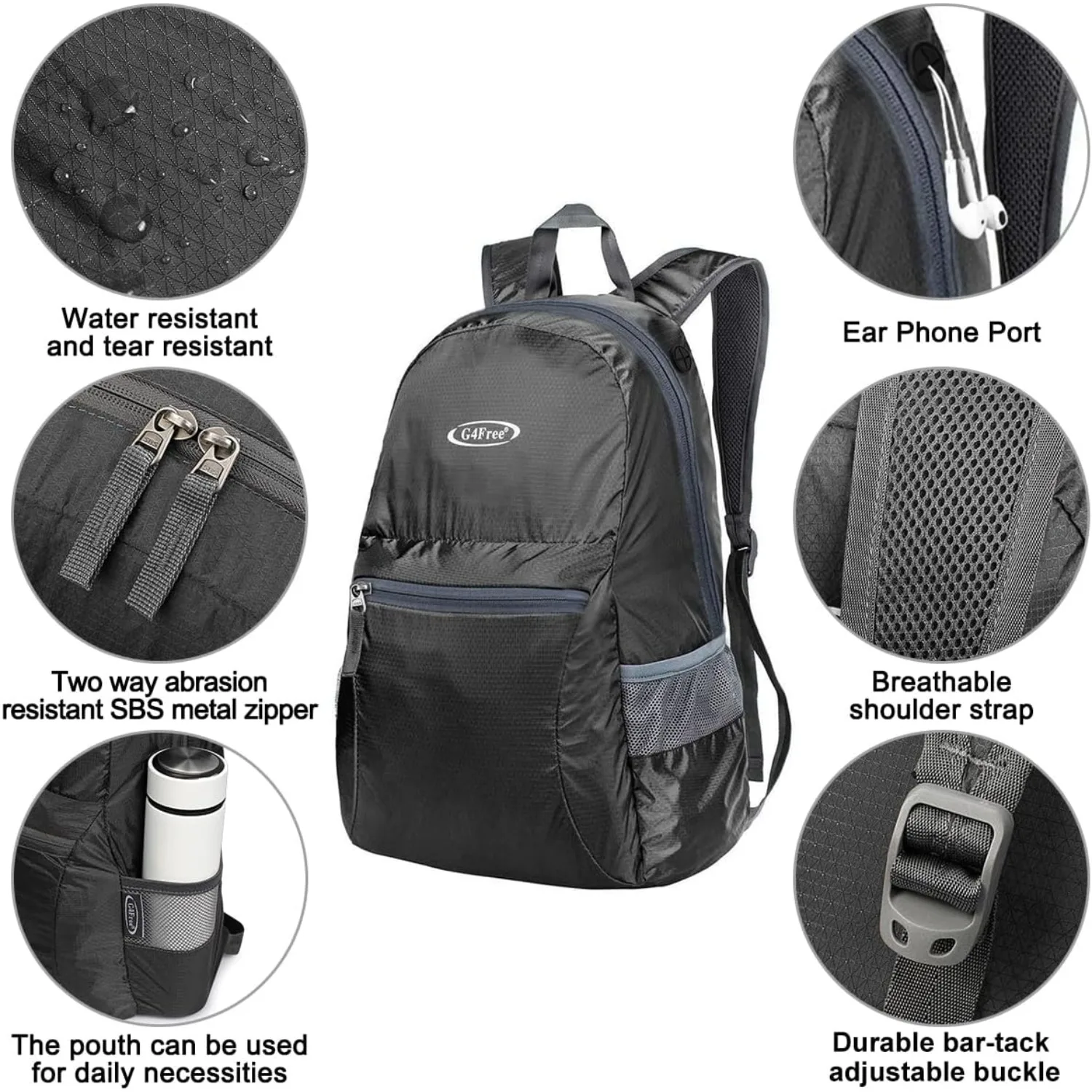 G4Free 20L Lightweight Packable Backpack Travel Hiking Daypack Foldable Backpack for Men Women