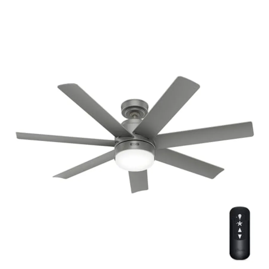

52-inch Indoor/Outdoor Matte Silver Ceiling Fan with Dimmable LED Light Kit and Remote Control 6-Speed DC Motor for Energy-Effi