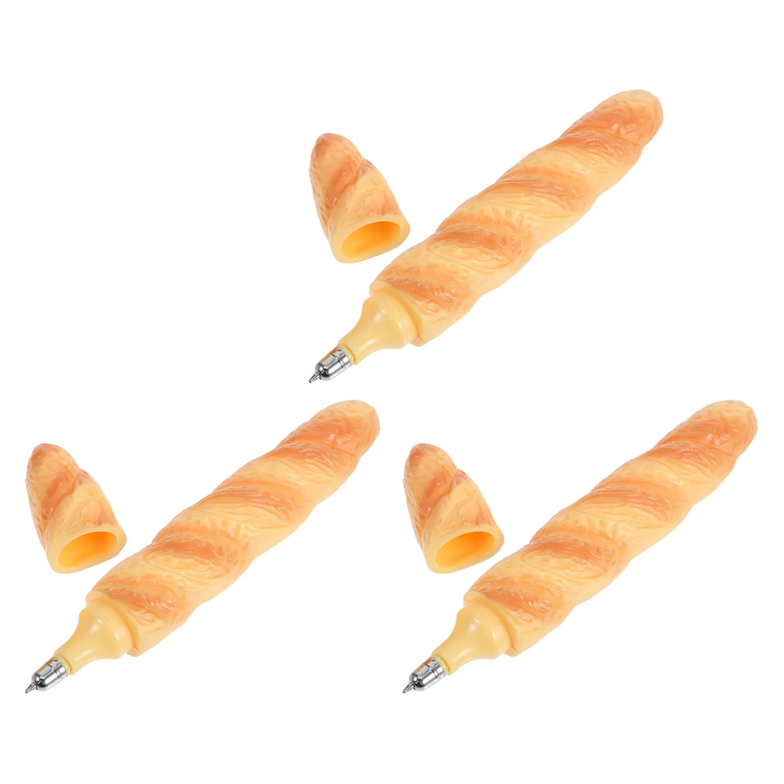 3Pcs Ballpoint Pens Novelty Bread Shape Funny Smooth Writing Black Ink Mini Pens School Office Supplies Creative Journal Party