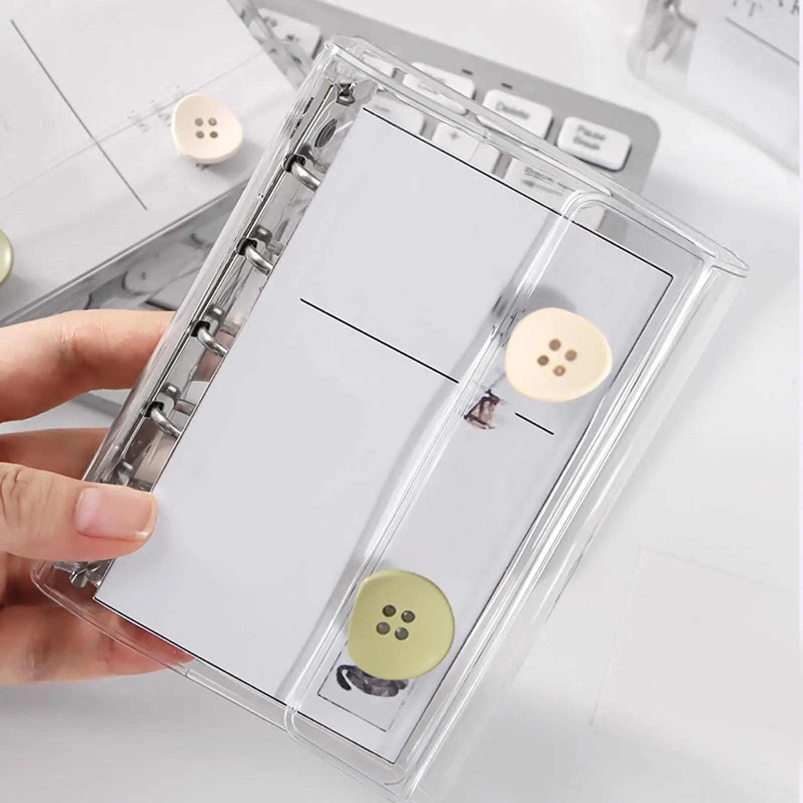 M5 Double Button Cover Transparent Loose Leaf Binder Cover Journal Sketchbook Accessories Diary Office Supplies