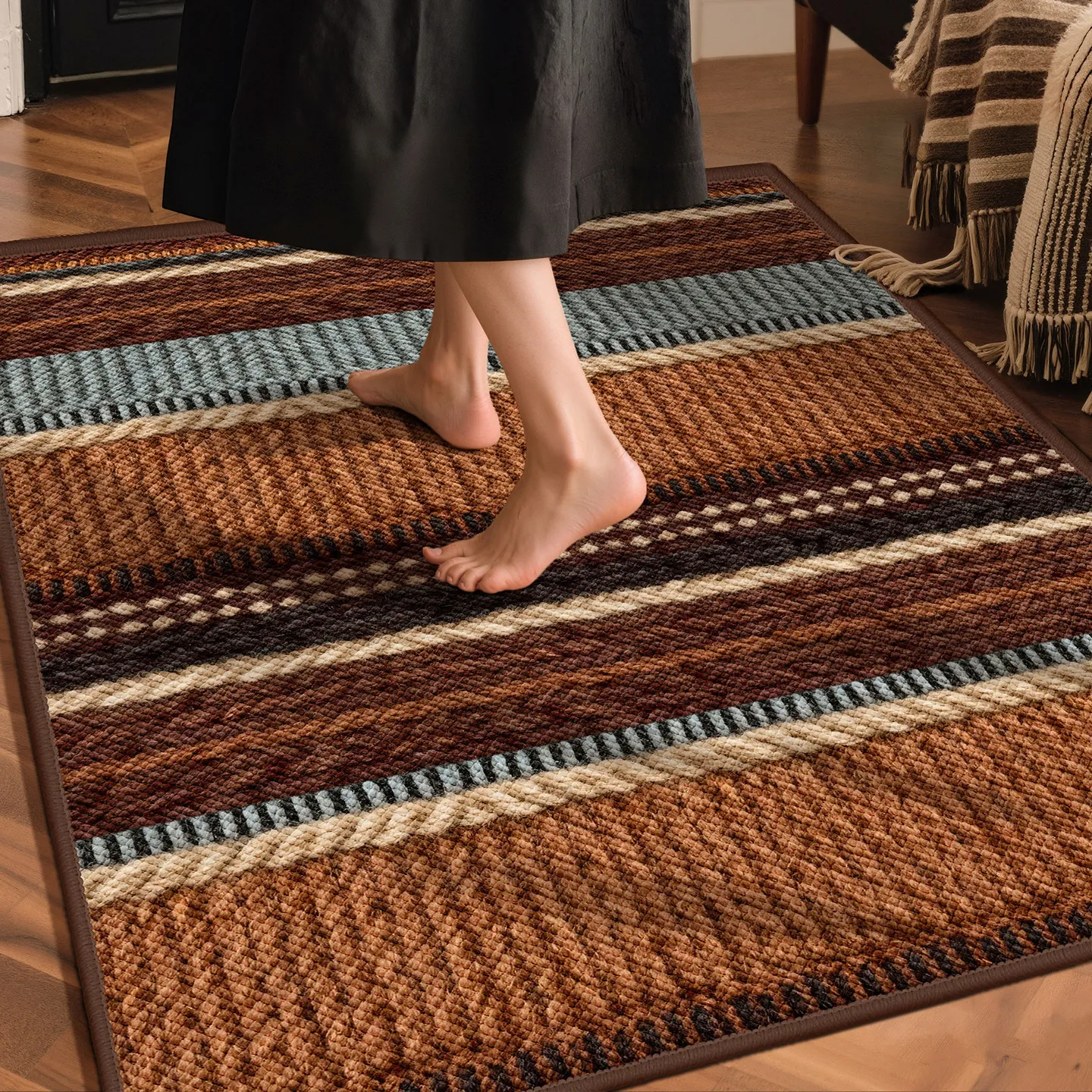 HYS American retro easy-to-take-care water-absorbing door floor mat, wear-resistant entrance mat at the gate, household non-slip