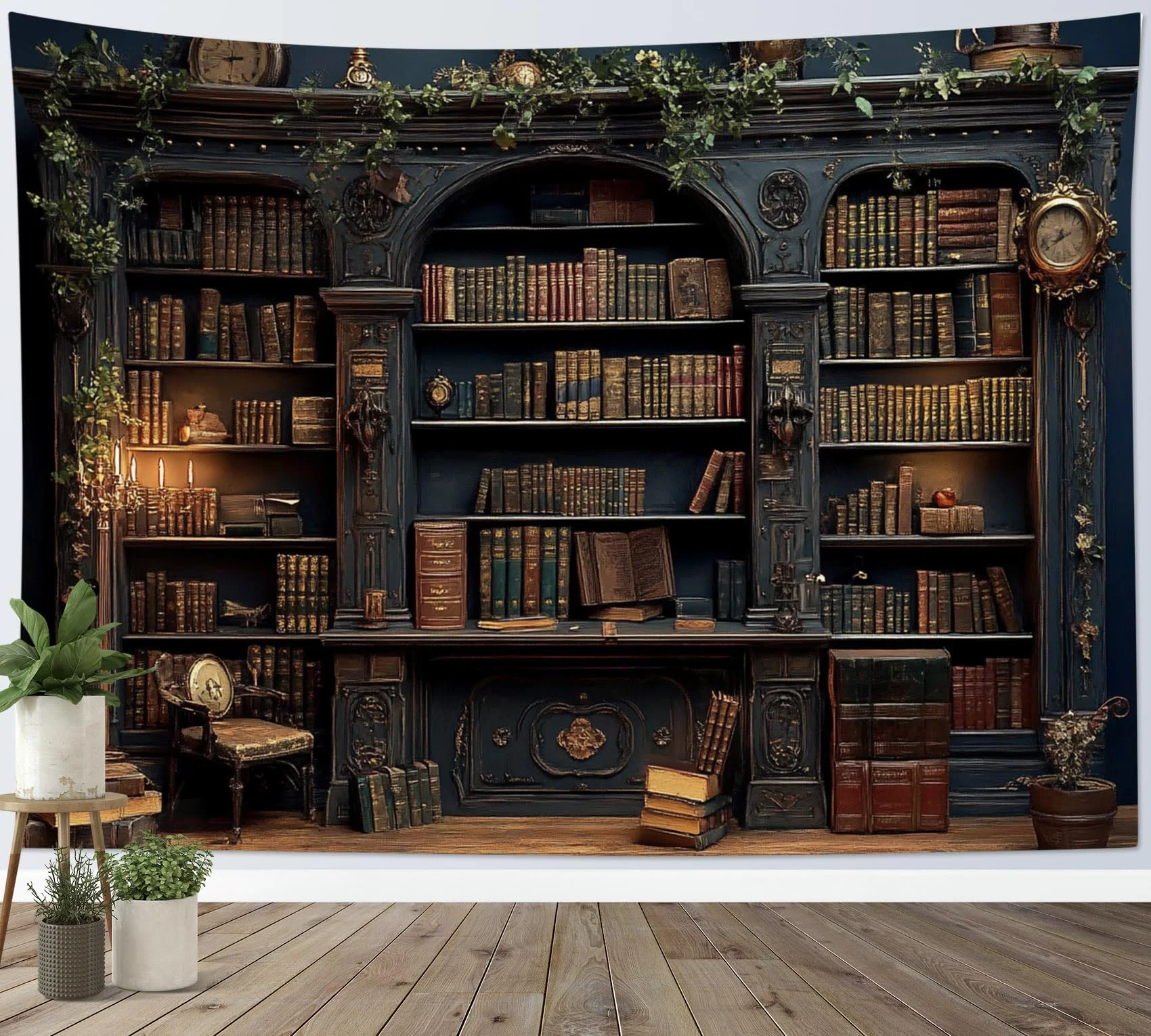 VIKAMA – tapisserie murale vintage pour bibliothèque, château enchanté, décoration murale pour chambre à coucher, dortoir, salon