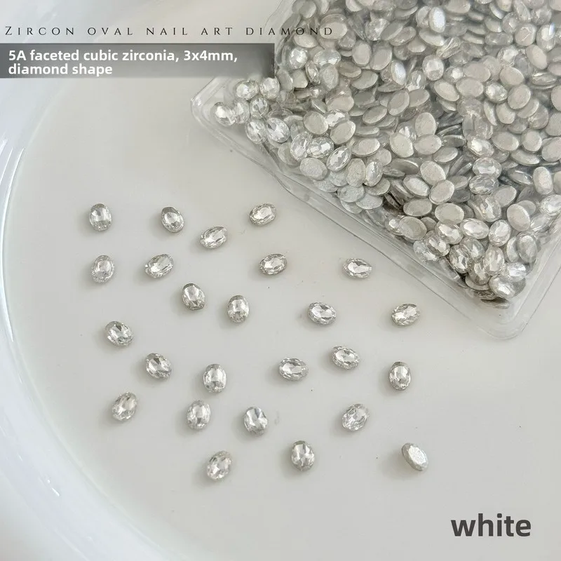LYLE 50Pcs 3x4 Oval Zircon Flatback Nail Art Rhinestones Sparkly K9 Irregular Wearable Nail Charms DIY Accessories Wholesale Set
