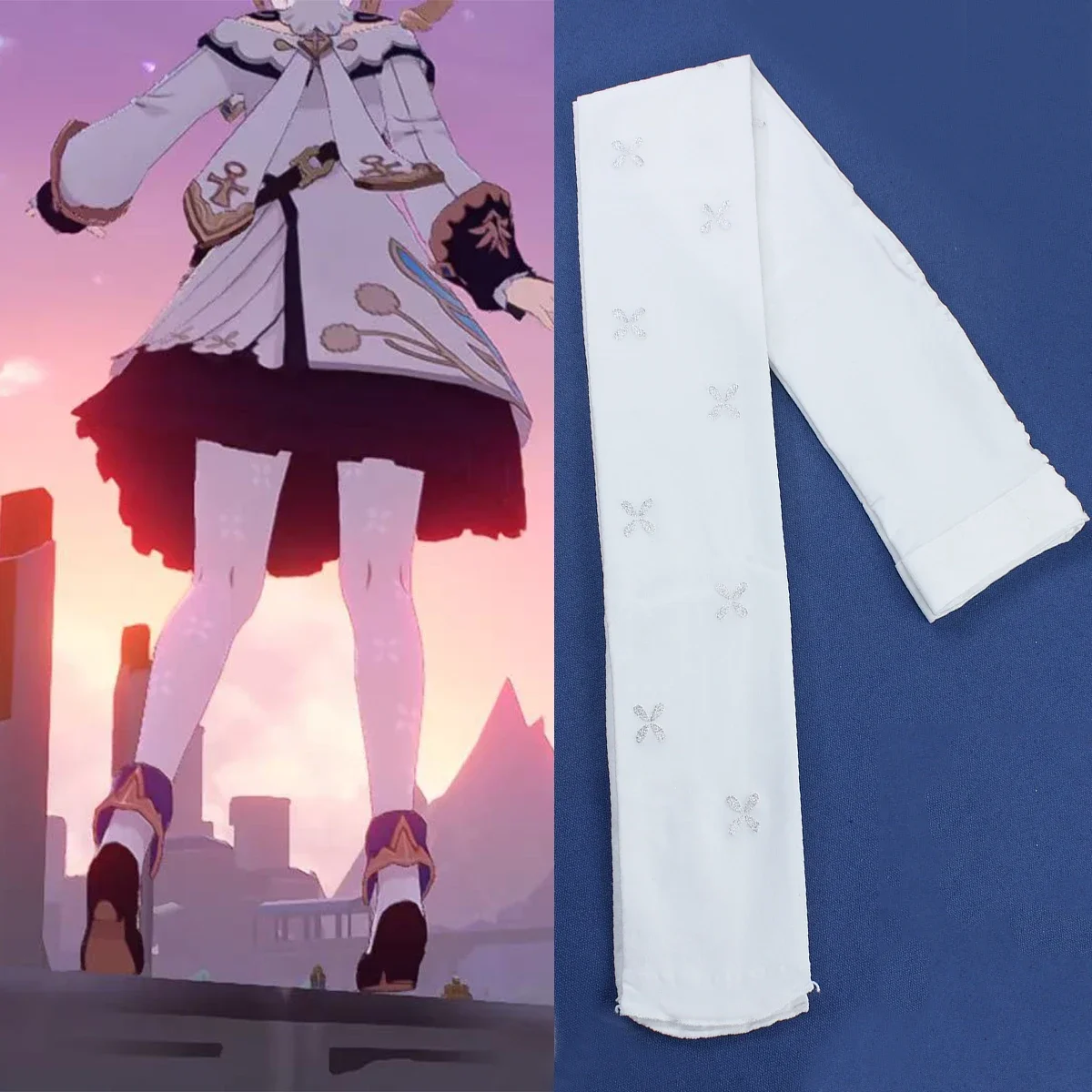 

Game Genshin Impact Barbara Gunnhildr Cosplay Stockings Costume Pantyhose Women White JK Stockings Girls Uniform Accessories