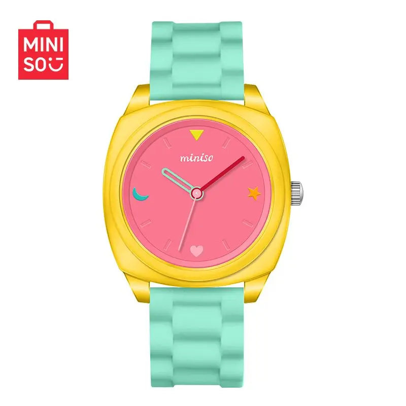 

Miniso Checkerboard Student Quartz Watch Dopamine Macaron Color Scheme Trend Versatile
