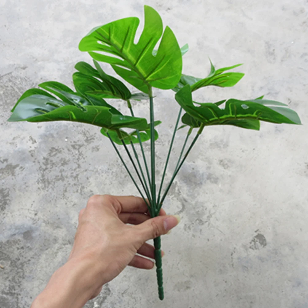 Ghirlanda verde a 9 teste Foglia artificiale di Monstera Foglie tropicali Decorazione Simulazione finta per ufficio domestico
