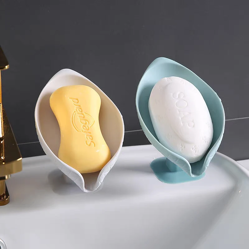 

Soap Holder Bathroom Soap Dish Shower Soap Box Leaf Shape Drain Case Container Storage Supplies Bathroom Accessories
