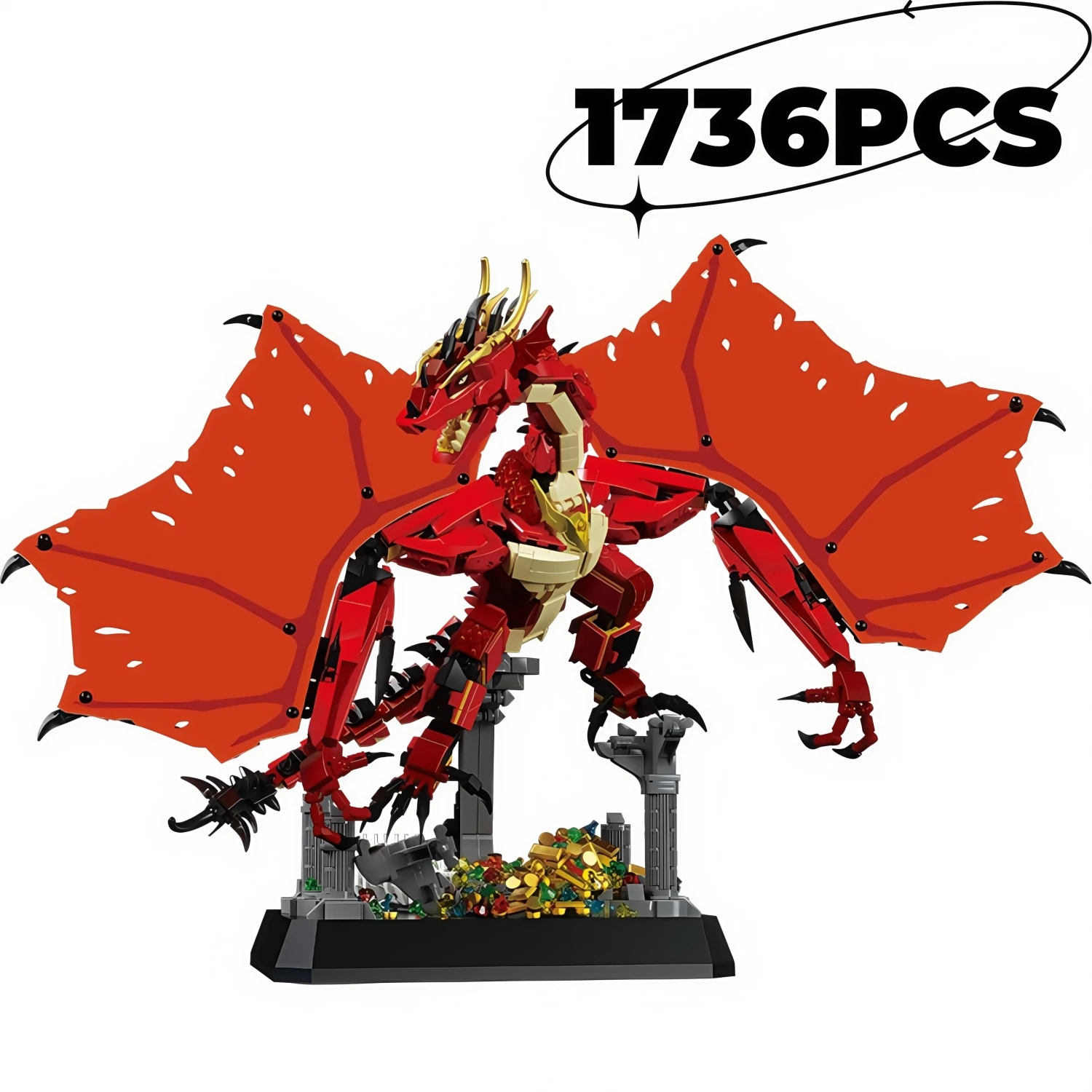 

1736 шт., новинка 2025 года, технический огненный дракон, волшебная игра Dark Smaug, строительный блок из фильма, модель, кирпичи, игрушки для детей, подарки
