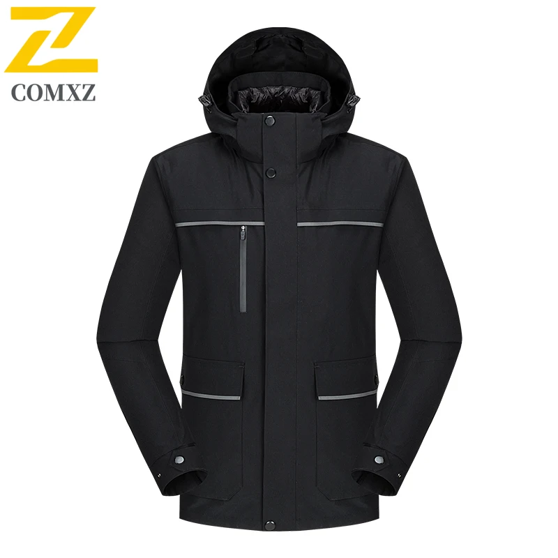 COMXZ Men Down Jacket Fashion Hooded American Style Lightweight Outdoor Adventure Cold Resistant Down Inner Layer Garment