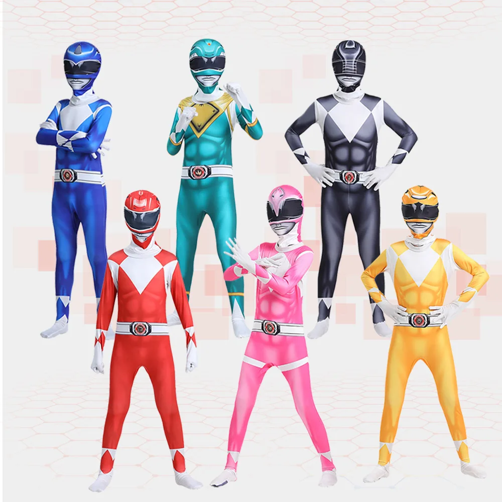 Power Samurai Sentai Rangers Kostuum Volwassen Kinderen Held Cosplay Halloween Verjaardagsfeestje Jumpsuit Masker Carnaval Krijgers Beest Pak