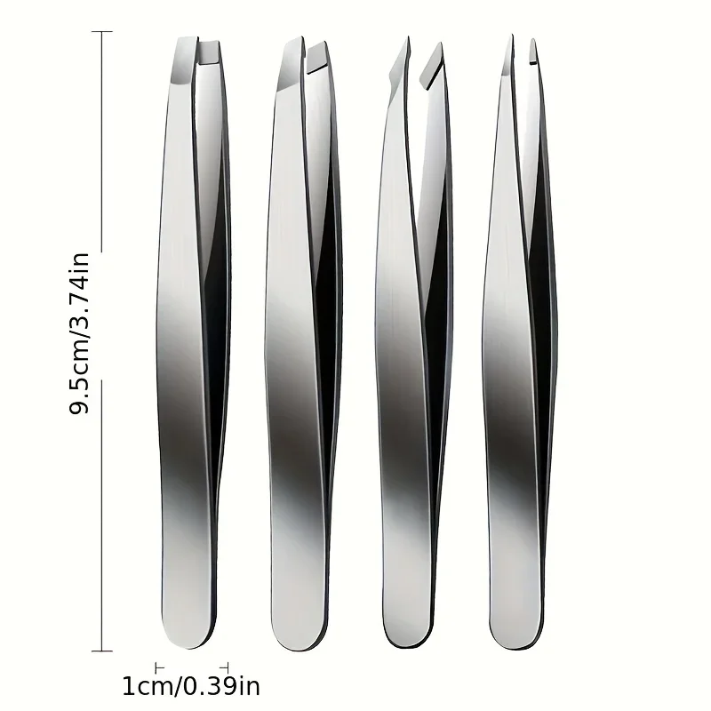 Precision Stainless Steel Tweezers For Eyebrow Hair Facial Hair Removal, Splinter, Blackhead Slant Tip Angle Tip Pointed Tip