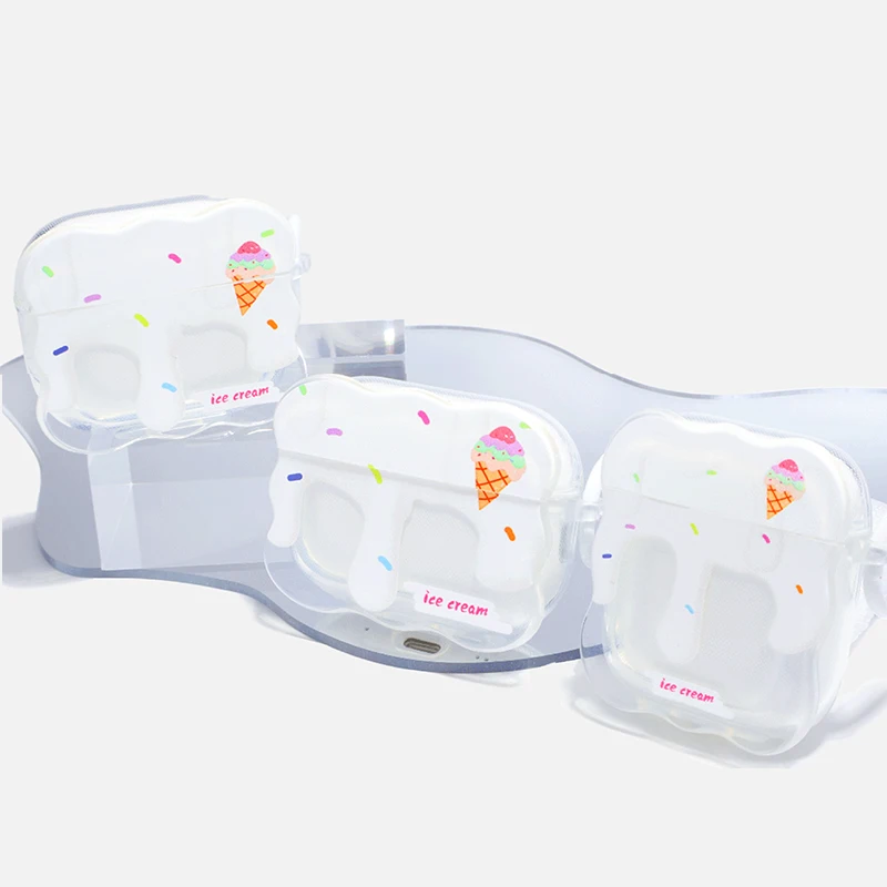 

Summer Ice Cream Case for airpods1 2 3 Creative Transparent Simple Cute Graffiti Soft Case Creative