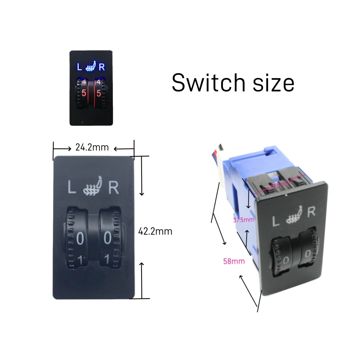 2 Seats installation  Universal Alloy wire Heated Seat Heater 12V Pads 2 Dial 5 Level Switch Winter Warmer Seat Covers