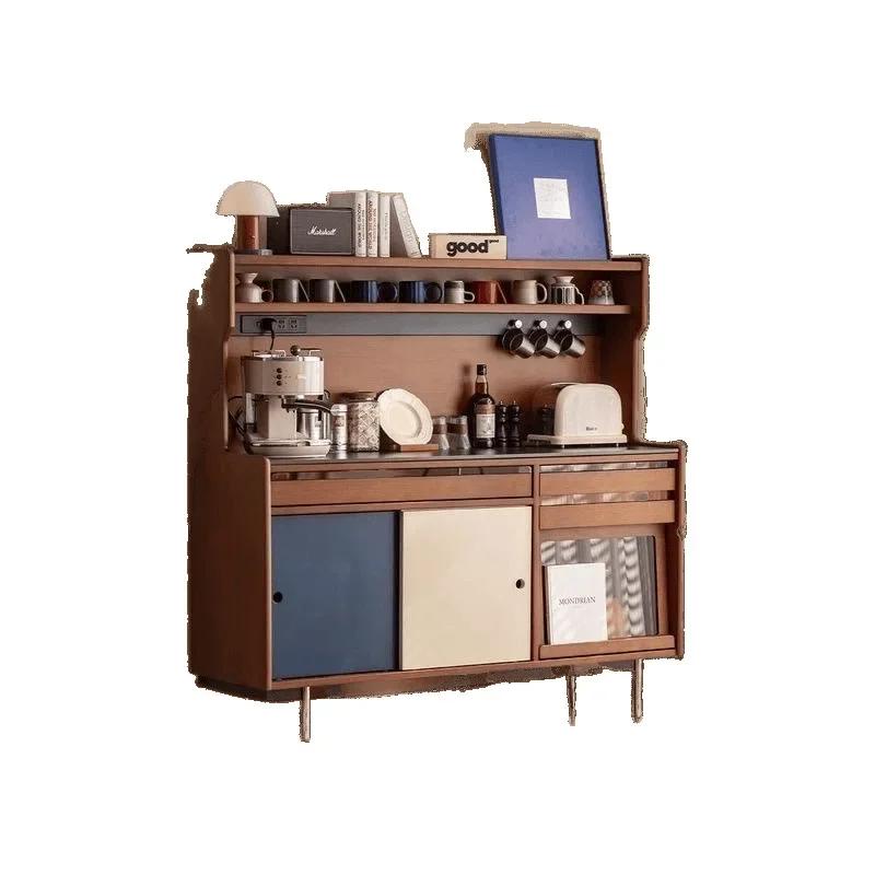 

Medieval dining side simple solid wood rock slab against the wall living room integrated tea household locker