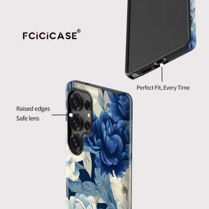 Fcicicase Cover For Samsung Galaxy S25 Plus S25+ Fashion Flower Case For Samsung S20 FE S23 Ultra S24 Plus Dual Layer Fundas