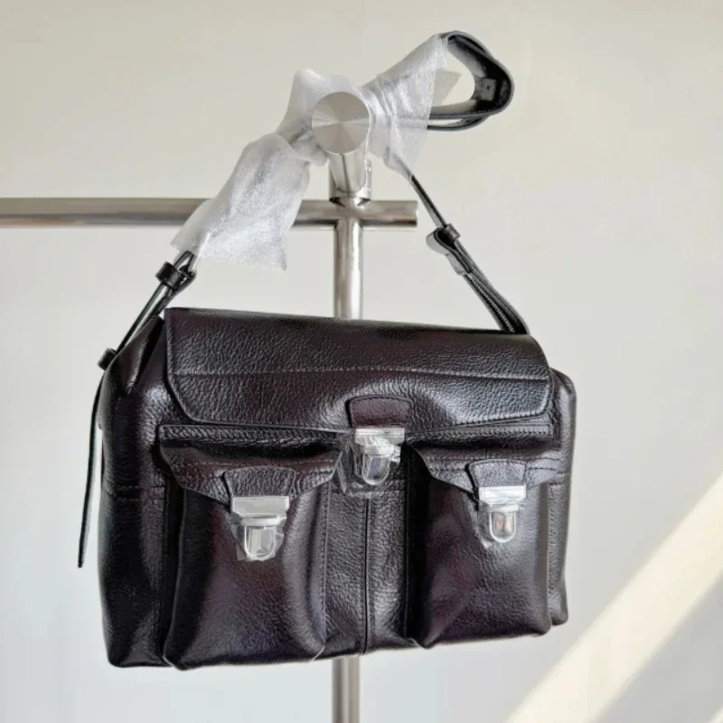 2025 nueva marca Vintage Street Trend Venta caliente de alta calidad bolso cruzado de piel de vaca curtido vegetal diseñador de lujo