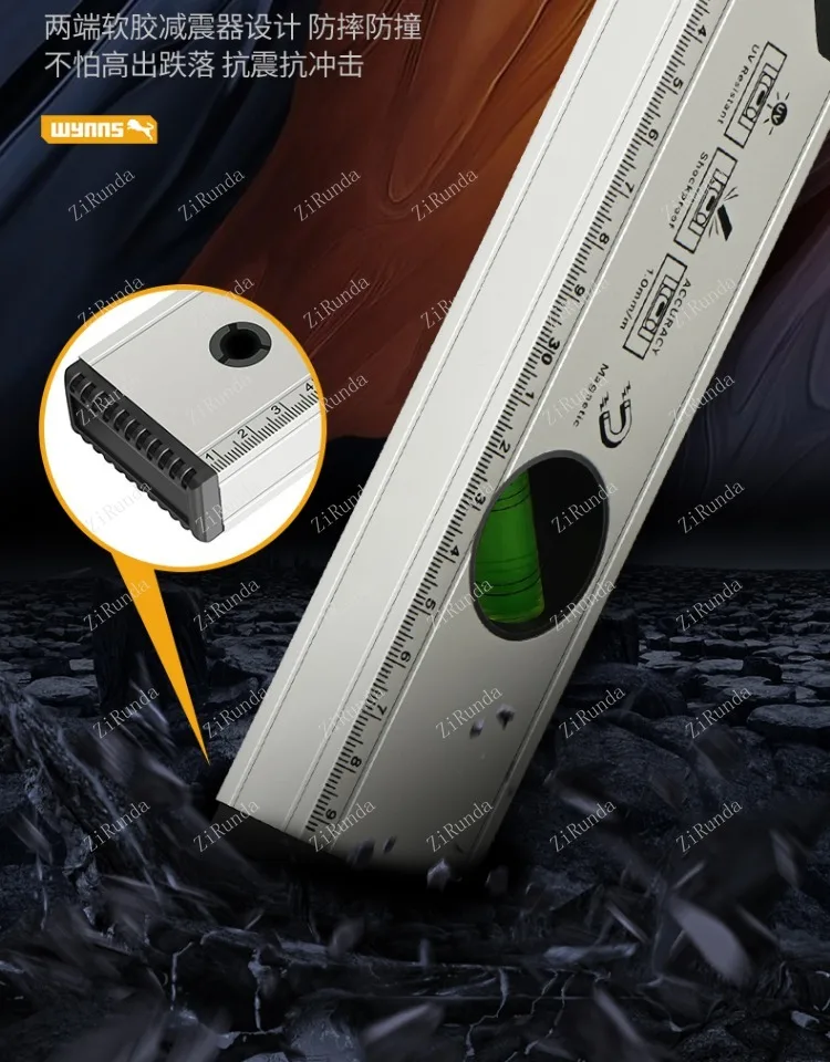 1 régua de nível de alta precisão, régua de nível de liga de alumínio, anti-queda, medidor de equilíbrio magnético forte, régua pequena, medidor de nível de medição