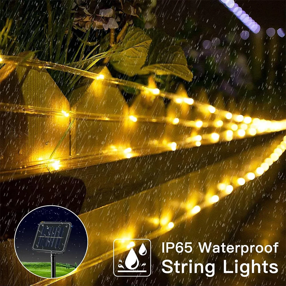 Imagem -04 - Solar Rope Lights para Exterior Tubo de Pvc Impermeável Solar String Lights Decoração ao ar Livre para Jardim Pátio Cerca Deck 328 Y2k