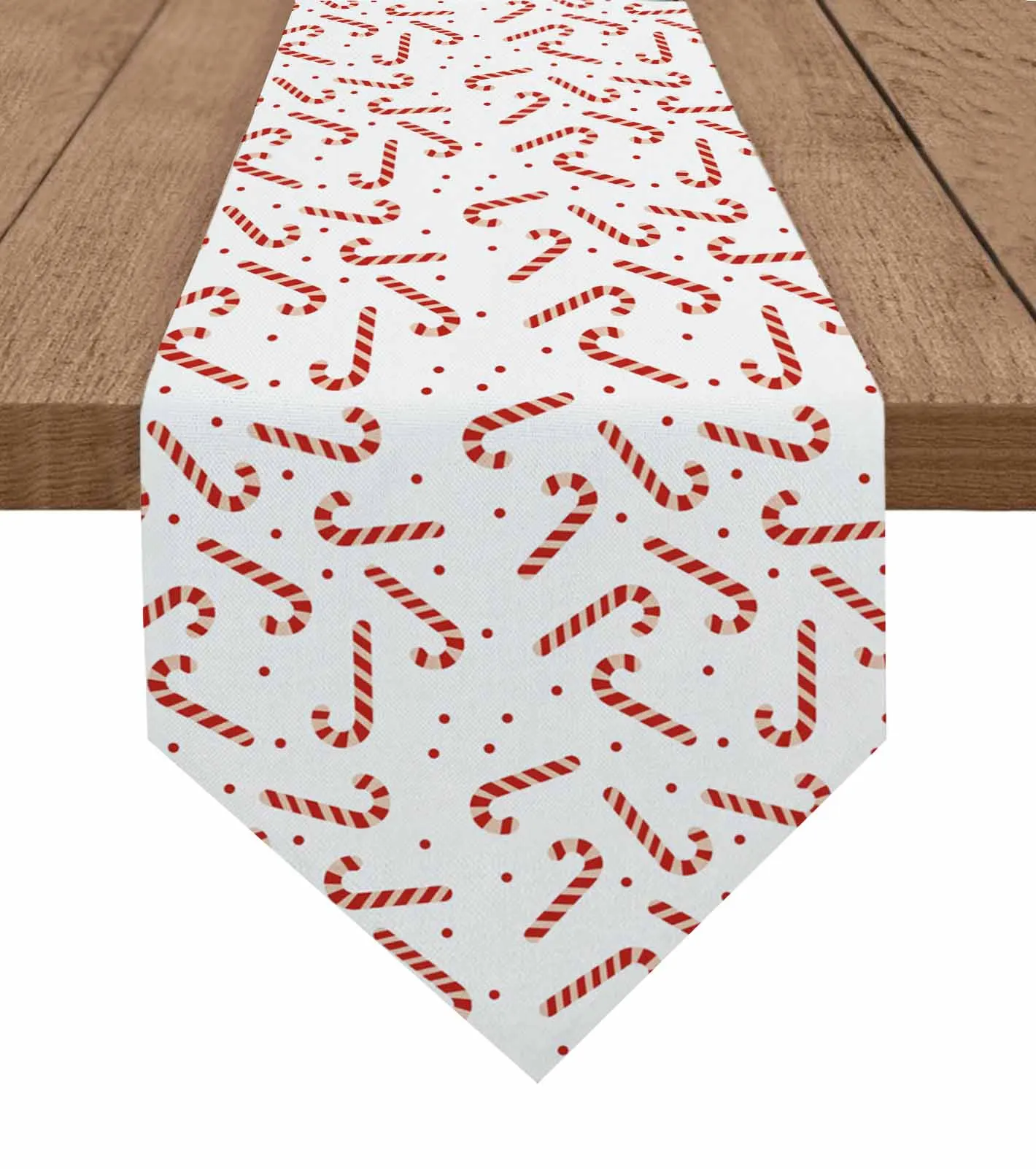 

Christmas Cartoon Candy Cane Table Runner Cover Cotton Linen Wedding Table Decor Tablecloth Kitchen Decor