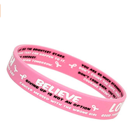 1pc believe faith love courage ribbon breast cancer awareness verse rubber bracelet silicone wristband