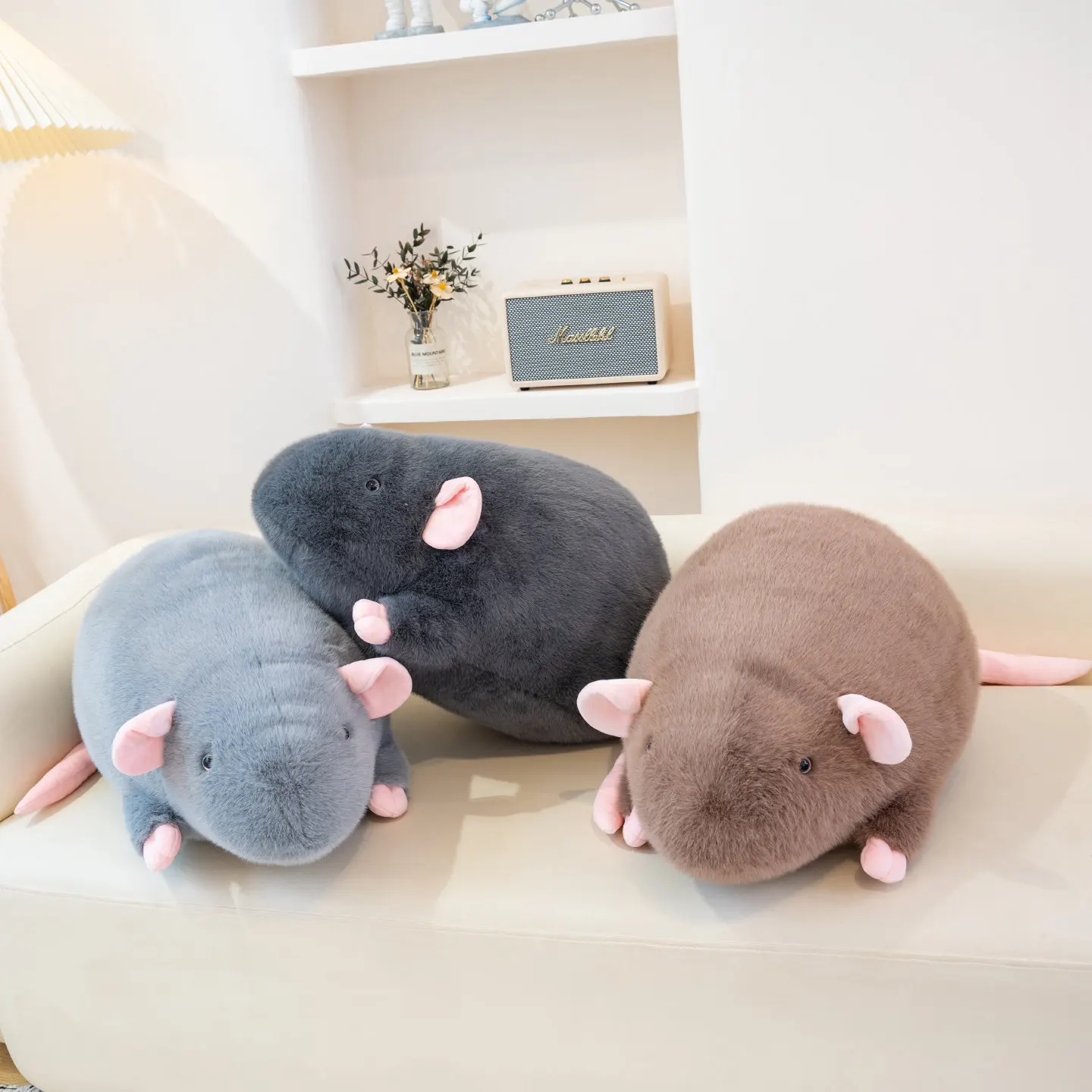 Lifelike Mouse Soft Plush Toy Lovely Rat Pillow Funny Doll Grey Mice Full Stuffed Animal Room Decor Creative Birthday Xmas Gifts