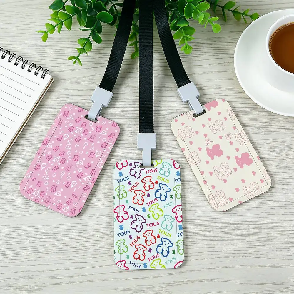 Fashion T-Tous Neck Strap Lanyard Card Holder ID Bus Card Cover Badge Holder Pass Hang Rope Lariat Gifts Keys Accessories