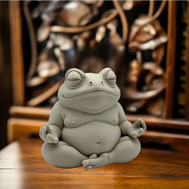 قطعة واحدة من ضفدع زن السمين، ضفدع للتأمل، منتج زخرفي مطبوع ثلاثي الأبعاد، مناسب للمنزل والمكتب، هدية جيدة جدًا لديكور المنزل