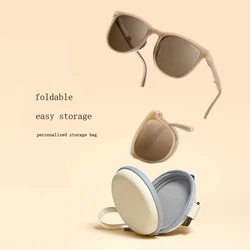 Folding Glasses Case Round Storage Bag Portable Leather Zipper Pouch Travel Sunglasses Reading Glasses Small Storage Bag