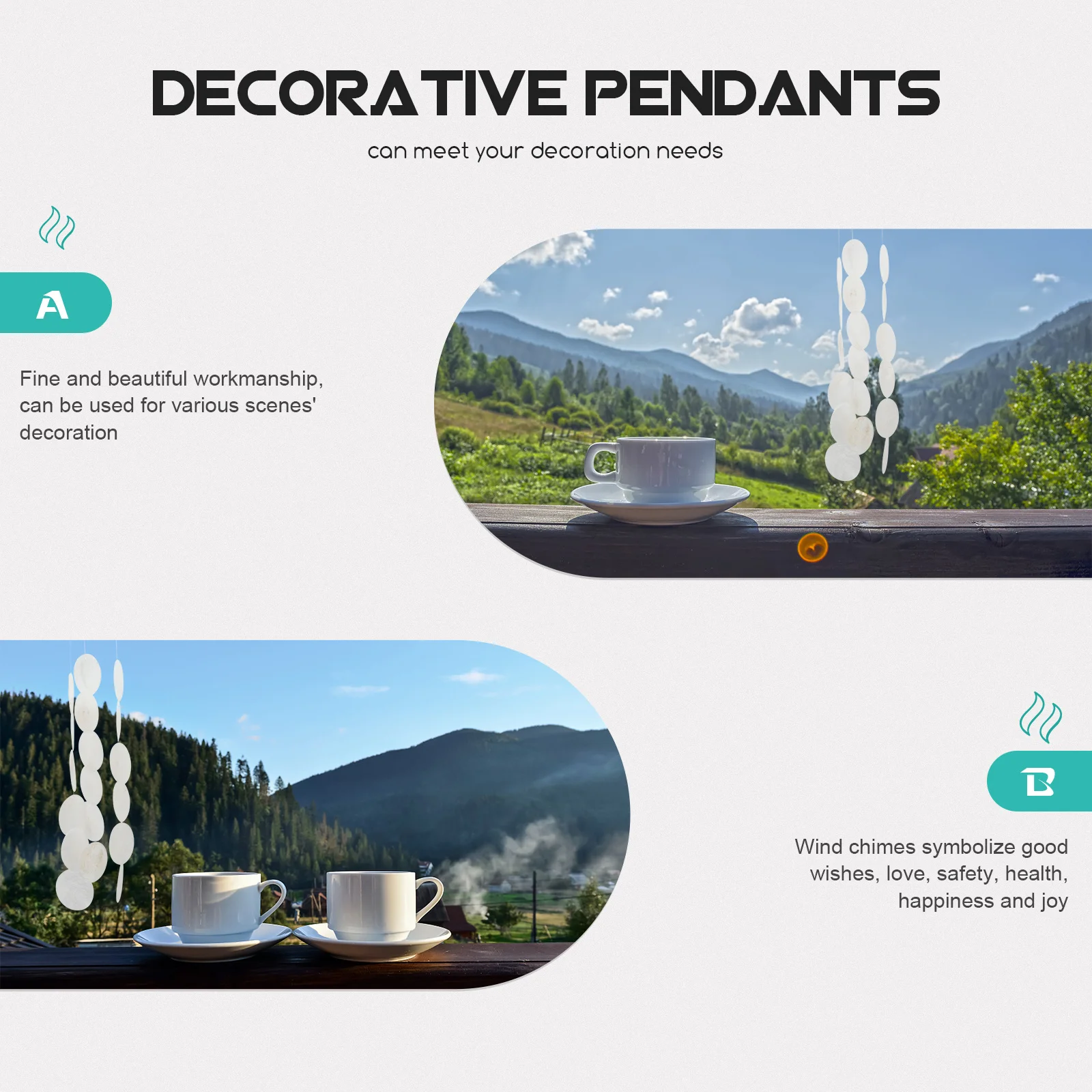 

Decorative Colorful Shell Wind Chimes Beautiful Handmade Pendant for Garden Wedding Home Office Outdoor Space Decoration