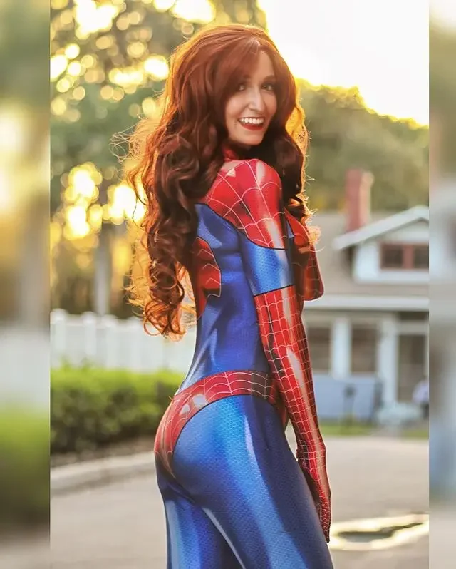 Adults Kids Halloween MJ Spiderman Cosplay Costume Female Woman Mary Jane Watson Girls Zentai Bodysuit Party Jumpsuits