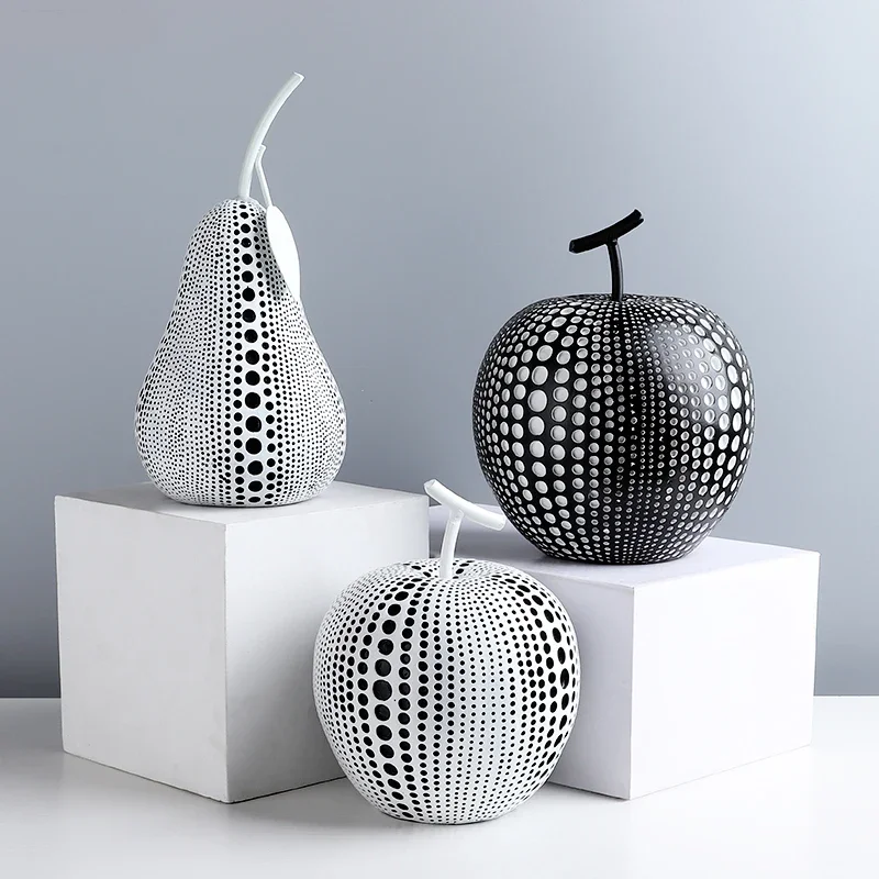 White Black Apple Pear Resin Statue Fruit Abstract Statue Decoration Room Decoration home accessories  home decor  figurine