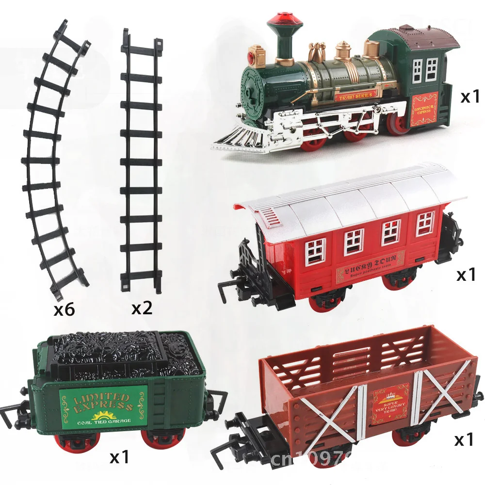Electric Rail Car Toy for Kids Simulation Christmas Train with Music & Lighting Features Unisex Plastic Model for Children Aged