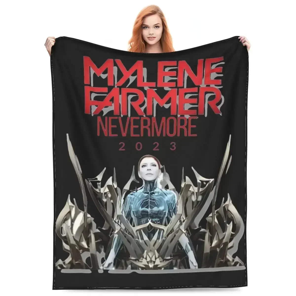 Mylene Farmer Jeanne Gautier - Mantas de terciopelo con estampado Nevermore 2023, mantas suaves y acogedoras para cama, ropa de cama de viaje