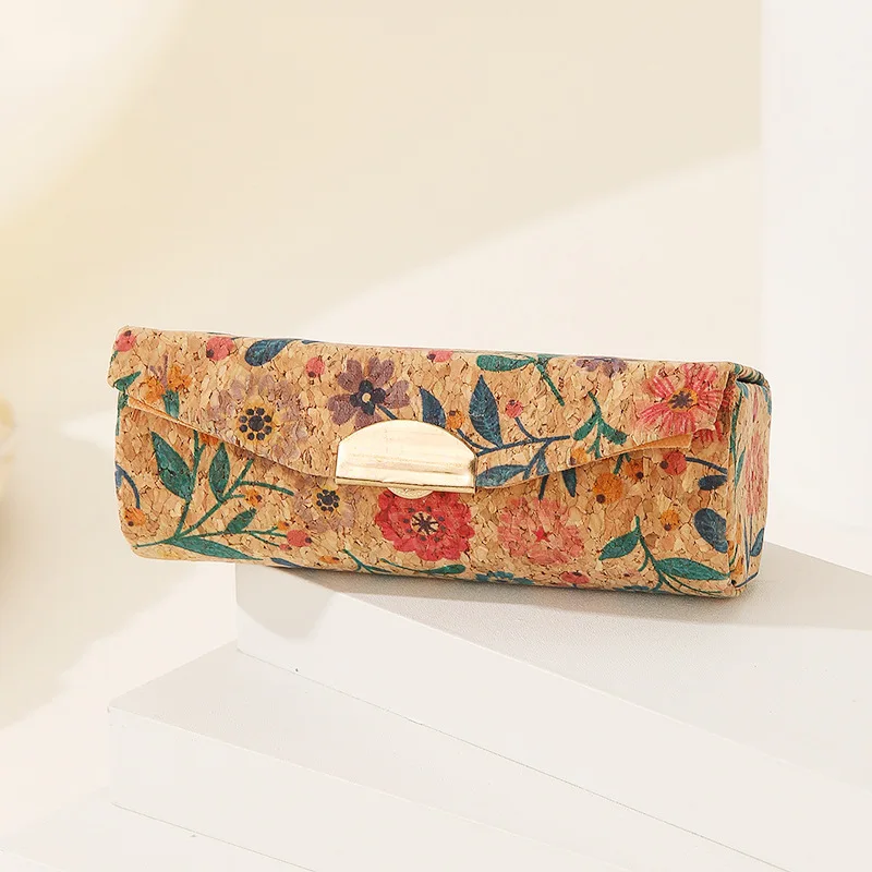 Cork Lipstick Case With Mirror Portable Travel Retro Pattern Chinese Style Mini Lipstick Storage Box Jewelry Box Cosmetic Case